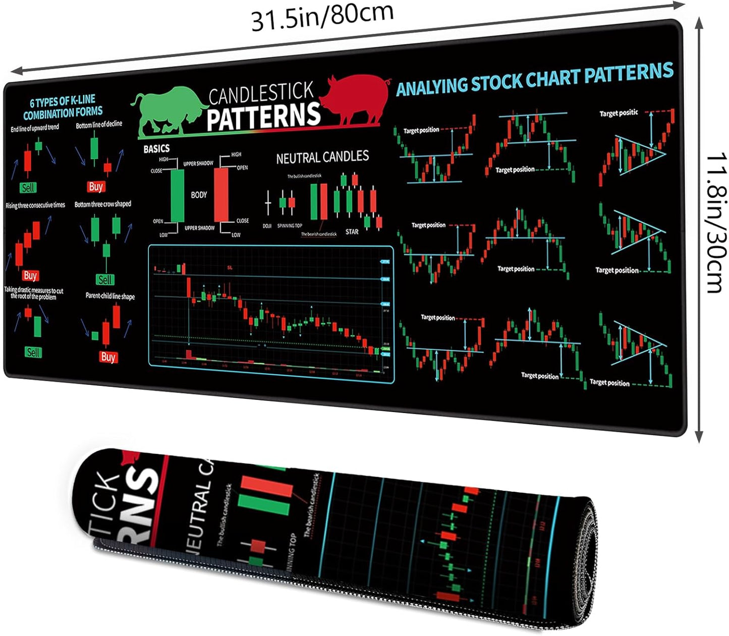 Galdas Gaming Mouse Pad XXL XL Large Long Extended Big Mousepad Non-Slip Rubber Keyboard Mouse Pad with Stitched Edges for Laptop Home Office (31.5x11.8x0.08 Inch) … (Trend)