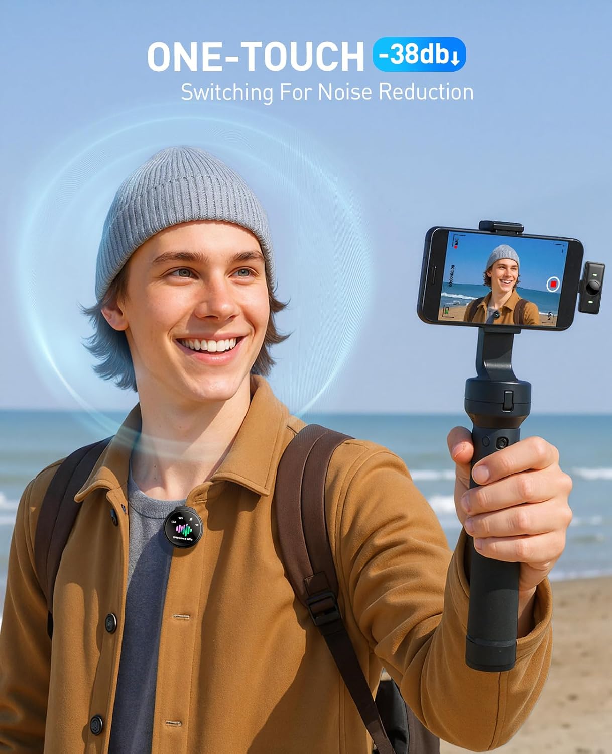 Wireless Lavalier Microphone for iPhone: 2PCS Mini Wireless Microphones for Android Equipment - Noise Reduction Lapel Mic for Professional Recording - 80h Battery Life - 48KHz Studio Sound