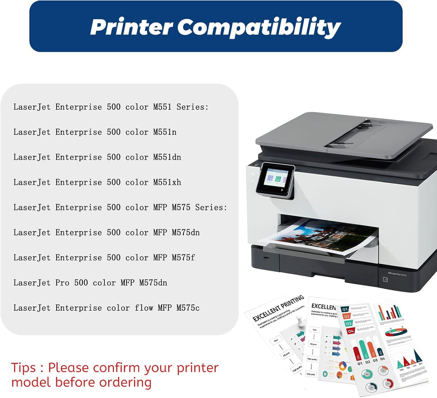507A Magenta CE403A Toner Cartridge,Replacement for HP 507 507X 507 A CE403X for Laserjet 500 Color m551 m551dn m551n m551xh m570dn m570dw m575c m575dn m575f