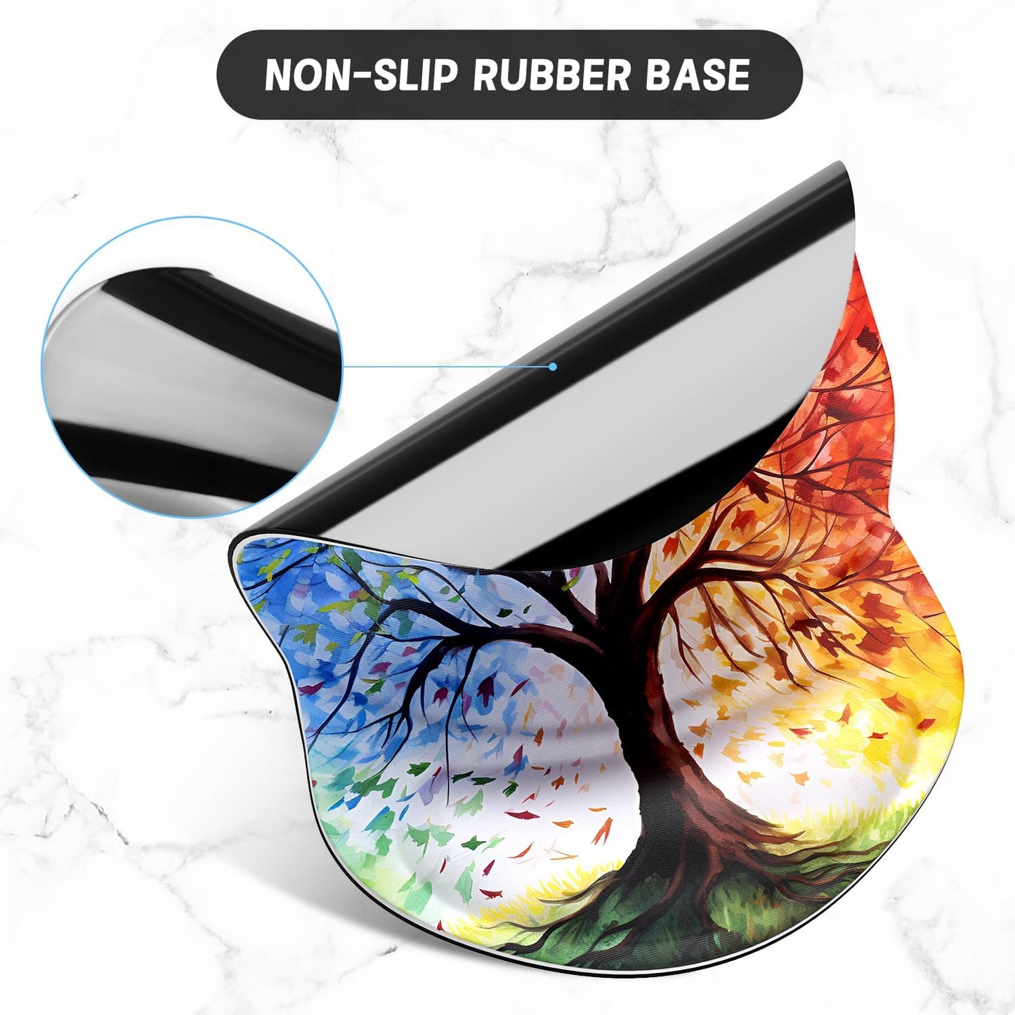 ITNRSIIET Ergonomic Mouse Pad with Gel Wrist Support Small Wrist Rest Smooth Surface Non-Slip PU Base Comfortable Office Supplies Pain Relief, 8.7 x 7.2 inches, The Tree of Life