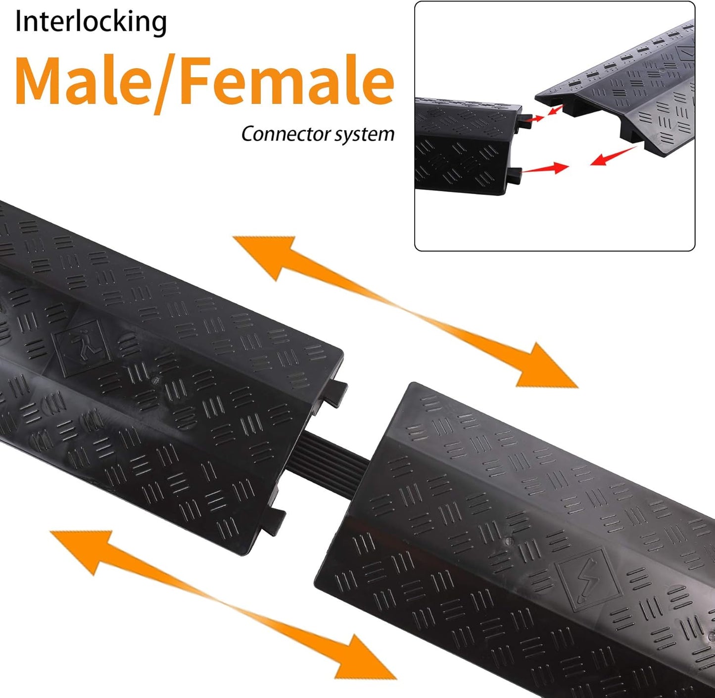 Medium 3 Pack - Floor Cord Cover Cord Protector Drop Over Drop Trak Cable Ramp for Office Warehouse - Black