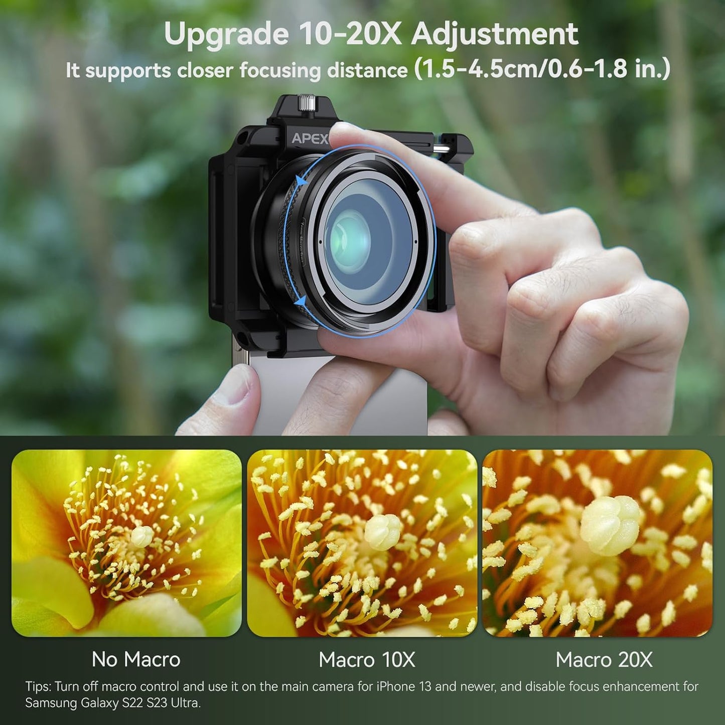 Macro Lens Kit for Smartphone, 10-20X Micro Phone Lens with Universal Lens Clip, HD Magnifier Photography Lens for iPhone Android Phone (Fits for Almost All Phone), Phone Macro Lens Attachment