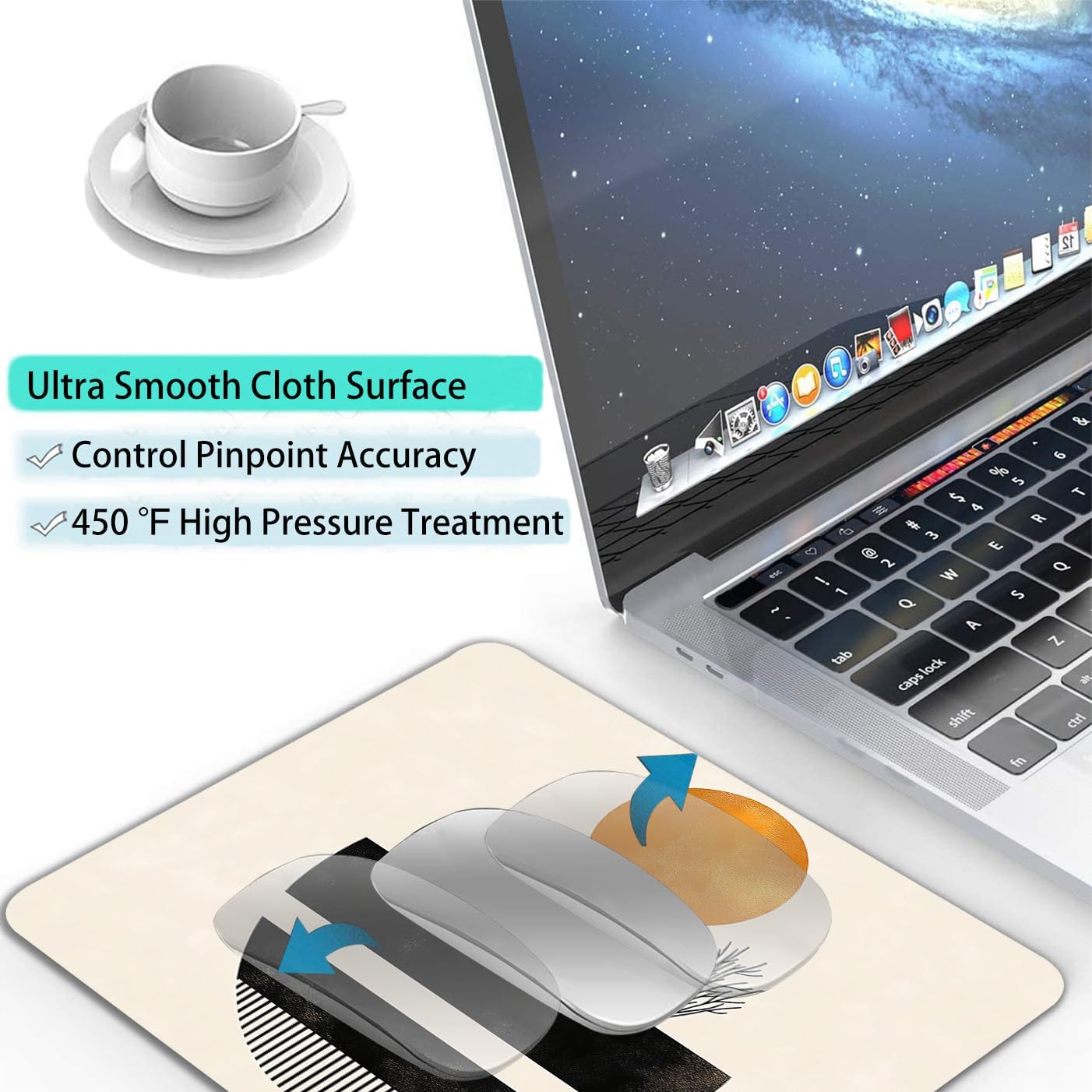 Aesthetic Art Magic Boho Custom Mouse Pad with Non-Slip Rubber, Small Square Design for Wireless Laptop & Computer Mouse Pads for Desk, 9.5 x 7.9 inch Smooth Surface for Gaming & Office