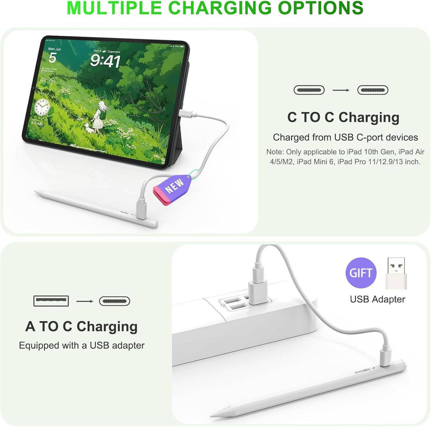 Stylus Pen for iPad 2018-2025: HATOKU 15 Mins Fast Charging Pencil Pro for iPad with Tilt Sensitivity Palm Rejection - Pen for iPad Air 3 4 5 M2 M3- Pro 11" 12.9" M4 - Mini 5 6-6 7 8 9 10 11th Gen