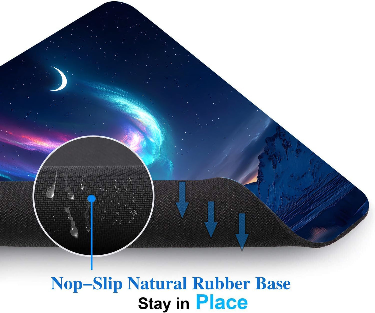 Night Sky Aurora Mountains Mouse Pads for Desk, Portable Wireless Computer Mouse pad Small Design with Women, Non-Slip Rubber Base Laptop Mousepad 9.5" x 7.9" Smooth Surface for Office & Travel
