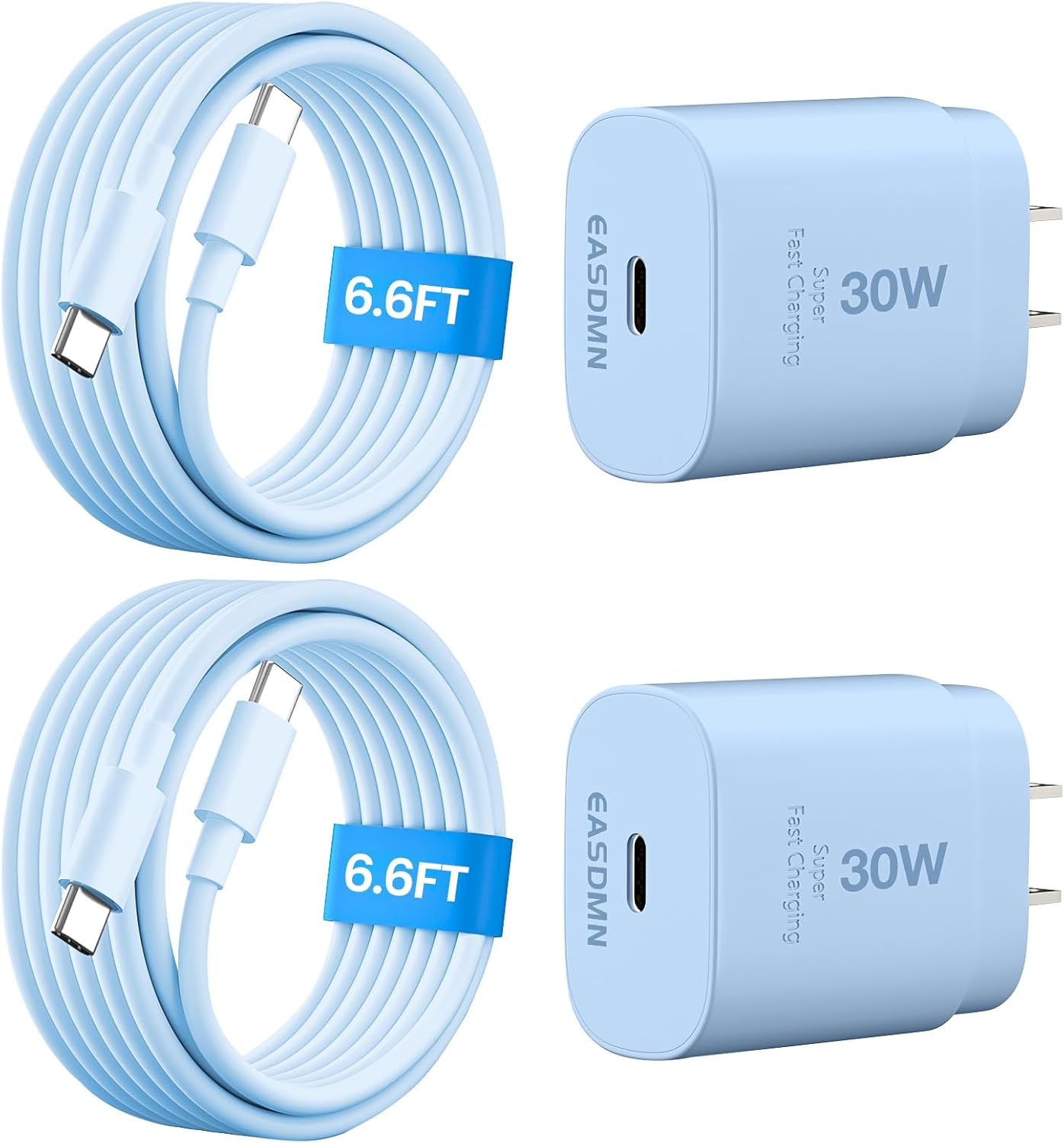 30W USB C i Phone 16 15 Charger Fast Charging, 2PACK Wall Charger for iPhone 16 15 Pro Max Charger Cord 6.6FT Fast Type C Charger Block for iPhone 16/16 Pro/15 Plus/15 Pro/15 Pro Max, iPad Pro, Blue