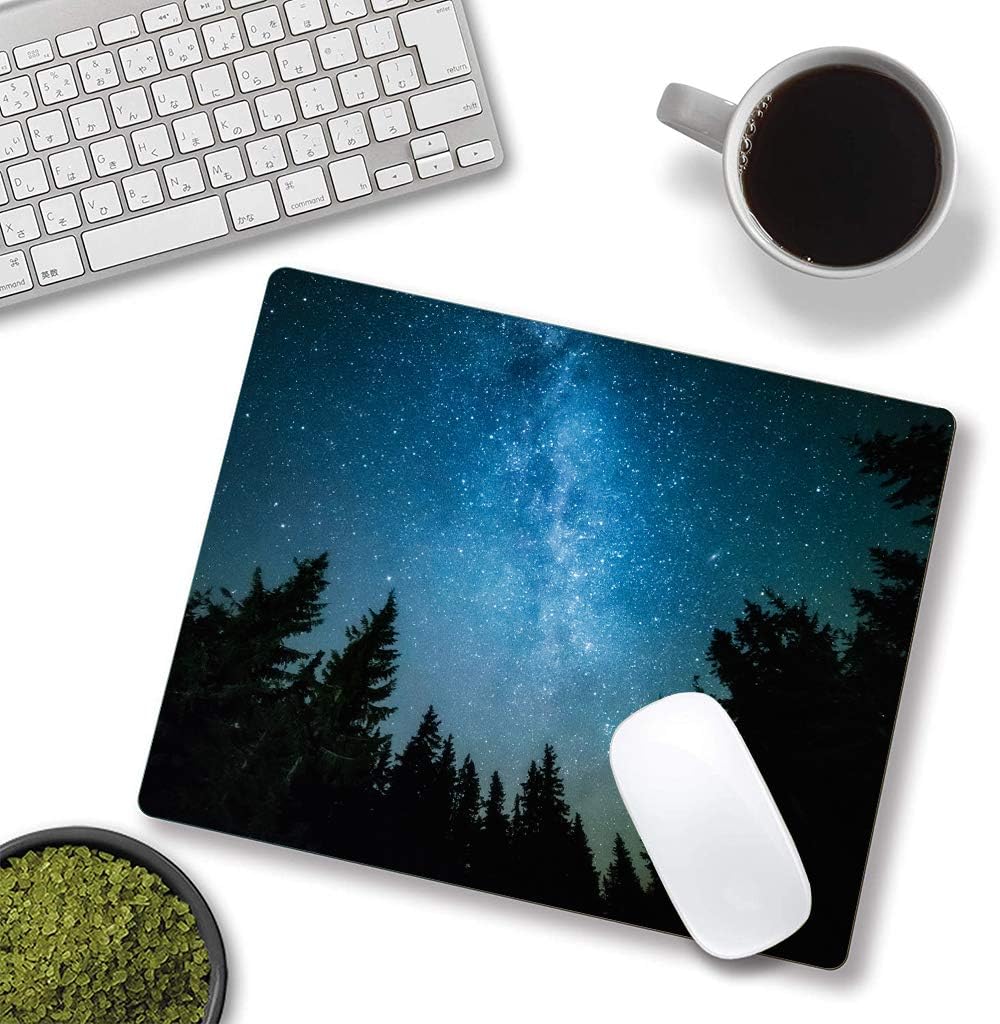 Milky Way Rises Over The Pine Trees Mouse Pad, Nature Mouse Pad, Custom Gaming Mouse Pads Non-Slip Rubber MousePads for Computers Laptop Office