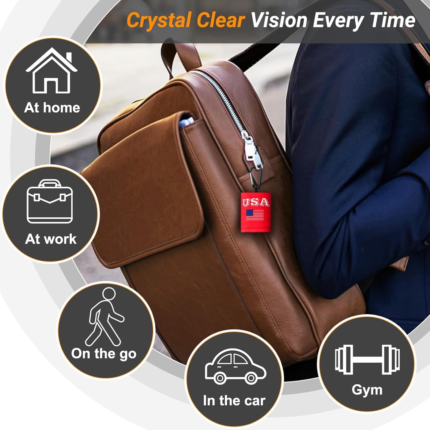 2 Sided Portable Glasses Cleaner, Patriotic Gasses Cleaning Cloth Keychain,Reusable Microfiber Eyeglasses Cleaning Cloth for Sunglasses Lens Camera Phone Screens