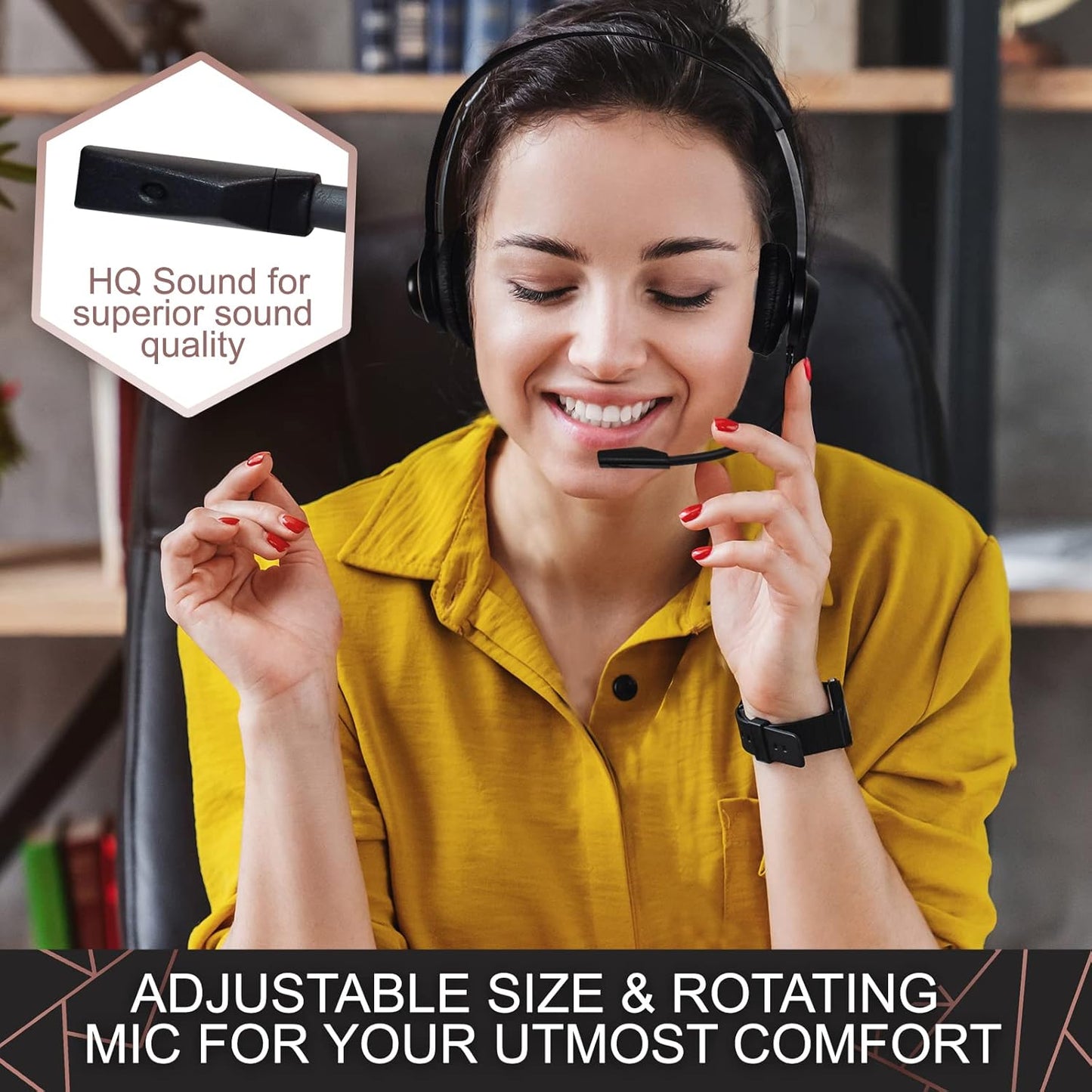 Headset with Microphone - Noise Canceling Computer Headset for Office, Meetings, Chat- Comfortable Over-Ear PC Headphones with Rotating Mic- 3.5 Jack for Universal Connectivity (1 Pack)