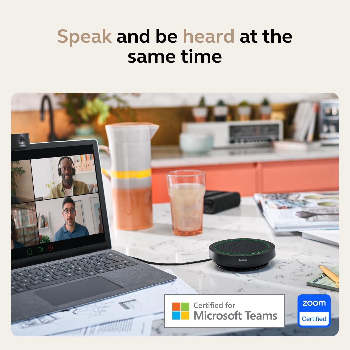 Jabra Speak2 75 (2025 Edition) Wireless Bluetooth Speakerphone - 4 Noise-Cancelling Mics, 65mm Speakers - New Linking Feature - USB-A Dongle - Certified for Microsoft Teams - Dark Grey