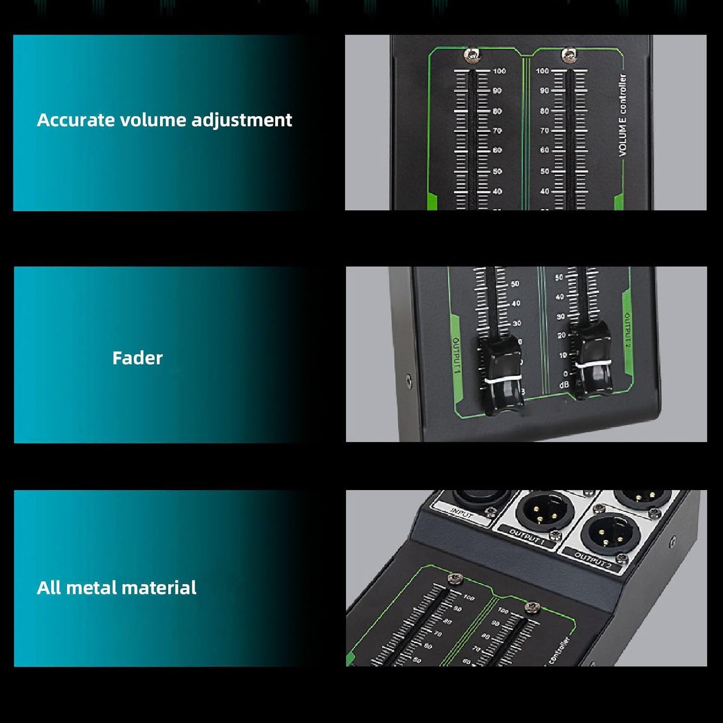 Passive Stereo Monitor Volume Controller, with Extended 70MM Fader Audio Volume Controller for Precise Level Adjustments