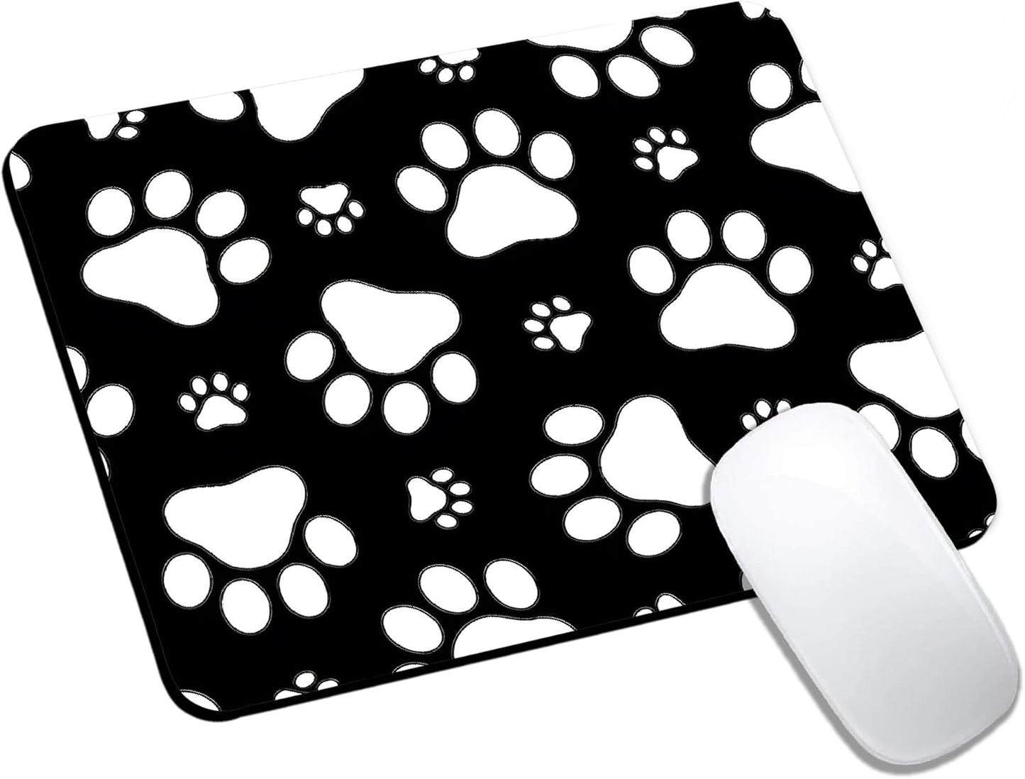 Mouse Pad, Cute White Dog Paw Mouse Pads for Desk, 9.5" x 7.9" Non-Slip Rubber Base Computer Mousepad with Women, Portable Square Design for Wireless Mouse and Pad Laptop Office & Travel