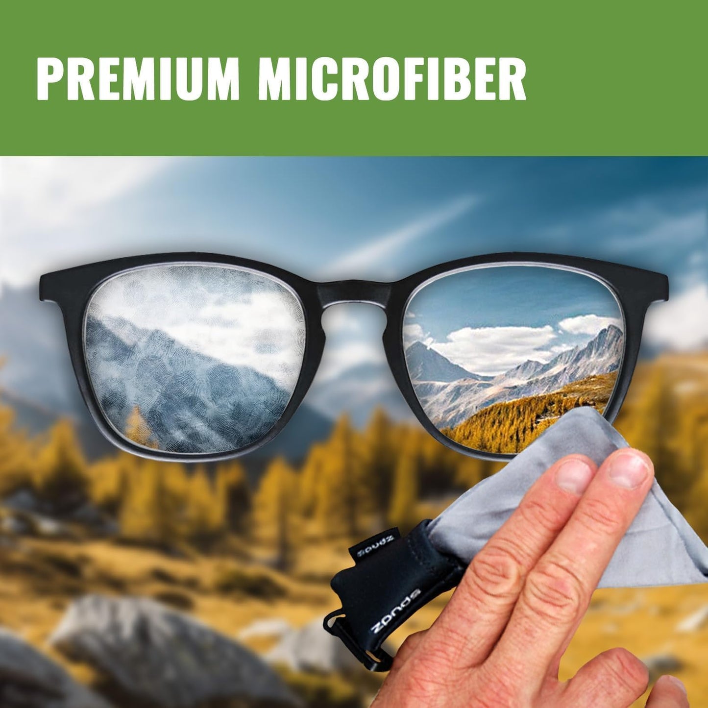 SPUDZ Ultra Microfiber Lens Cleaner – Closable Pouch, Clip-On, Washable – for Optics, Scopes, Glasses | Stealth Bronze, 6 x 6 Inch