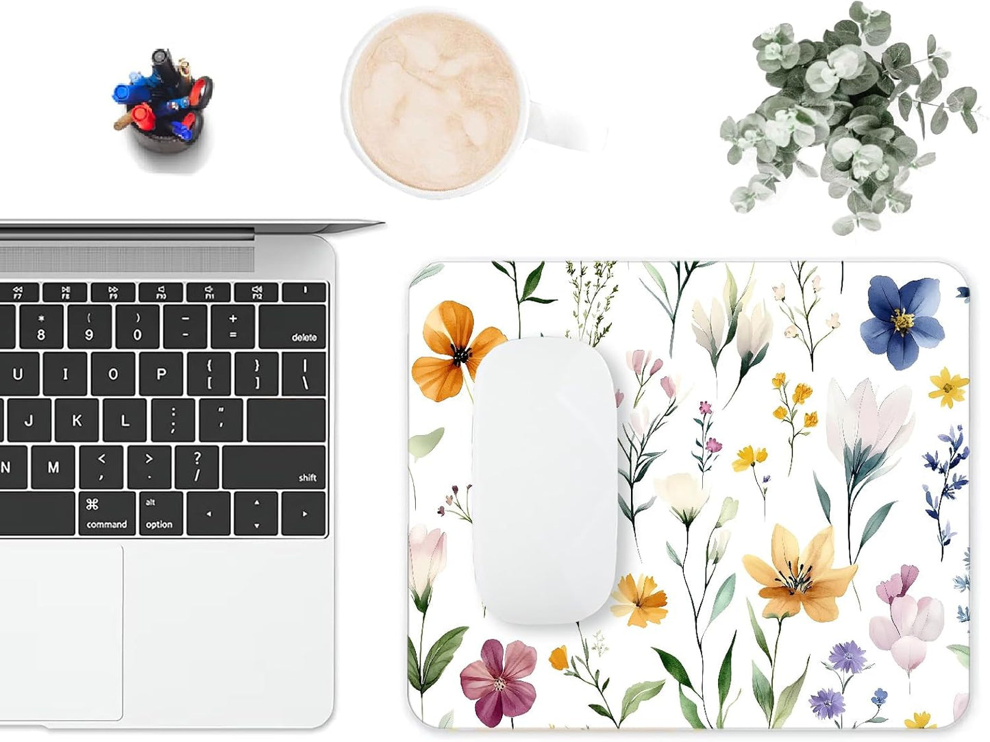 Mouse Pad, Cute Wildflowers Flowers Mouse Pads for Desk, 9.5" x 7.9" Non-Slip Rubber Base Computer Mousepad with Women, Portable Square Design for Wireless Mouse and Pad Laptop Office & Travel