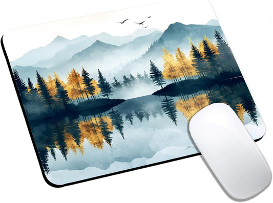Mouse Pad, Cute Abstract Mountain Forest Mouse Pads for Desk, 9.5" x 7.9" Non-Slip Rubber Base Computer Mousepad with Women, Portable Square Design for Wireless Mouse and Pad Laptop Office & Travel