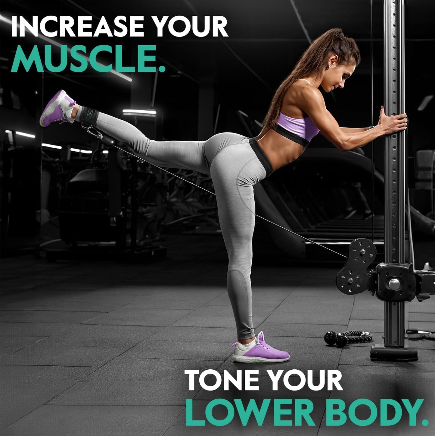 FITGIRL - Ankle Strap for Cable Exercise Machines, Work Out Cuff Attachment for Home & Gym, Glute Workouts - Kickbacks, Leg Extensions, Hip Abductors, for Exercise Machine Attachments