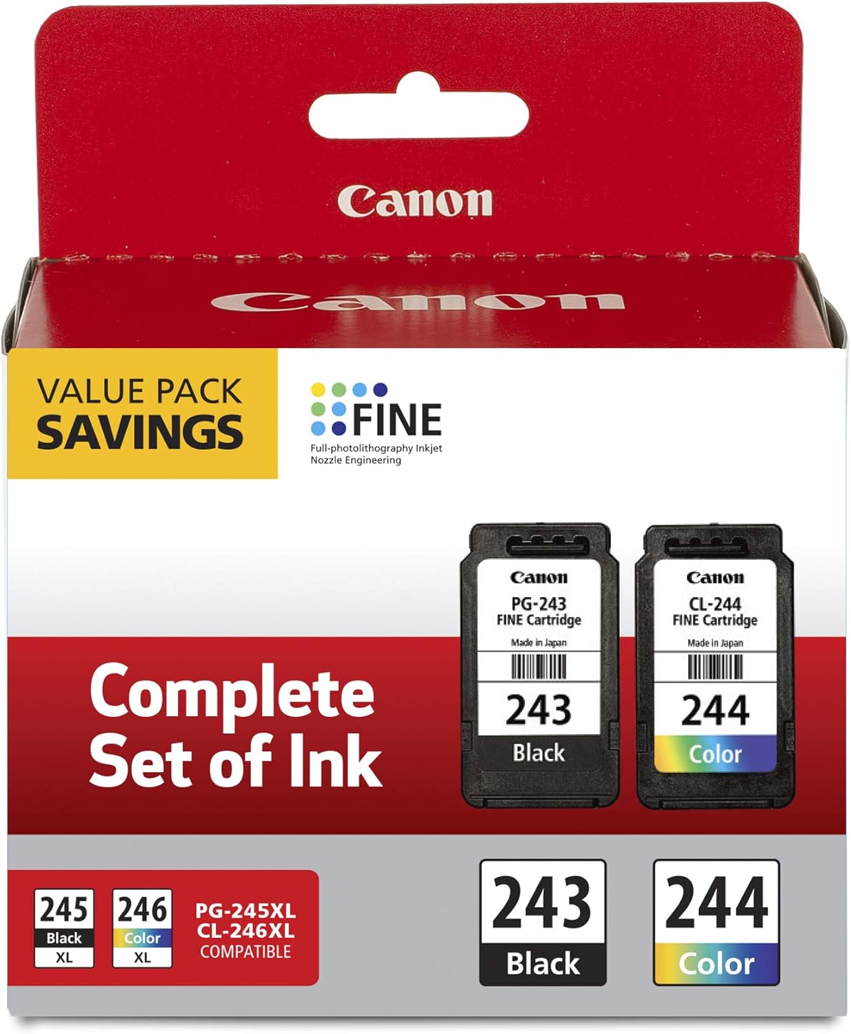 Canon PG-243/ CL-244 Ink Multi Pack, Compatible to TR4520, MX492, MG2520, MG2922, TS302 and TS202 & CL-246 XL Color Ink Cartridge Compatible to Printer iP2820, MG2420, MG2924, MG2920, MX492