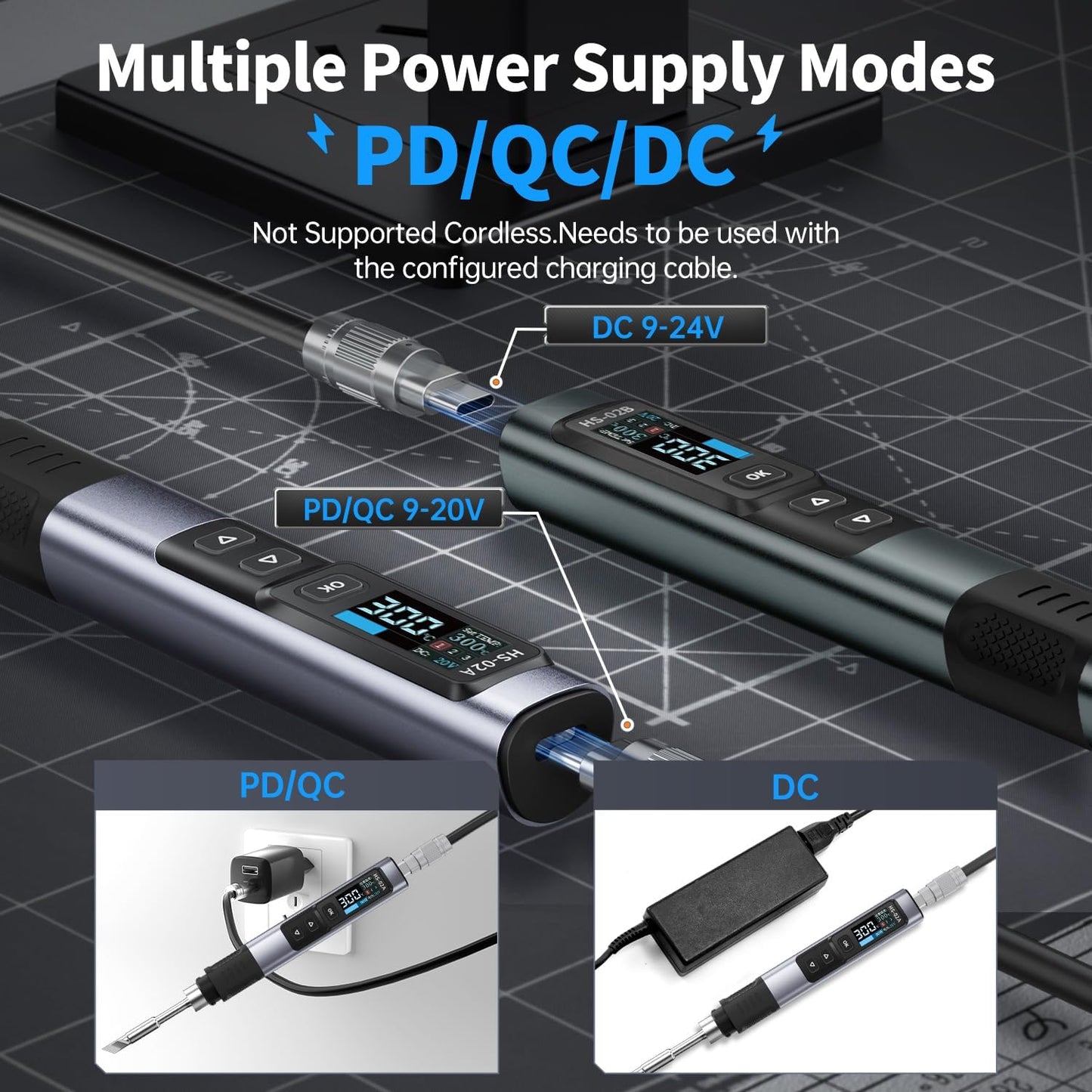 FNIRSI HS-02A 100W Portable Corded Soldering Iron Kit, 3S Fast Heating, 212-842℉, Pre-set 3 Groups Temperature, 6 F245 Soldering Tips, Smart Digital Soldering Iron Pen Tool for Electronics Repair