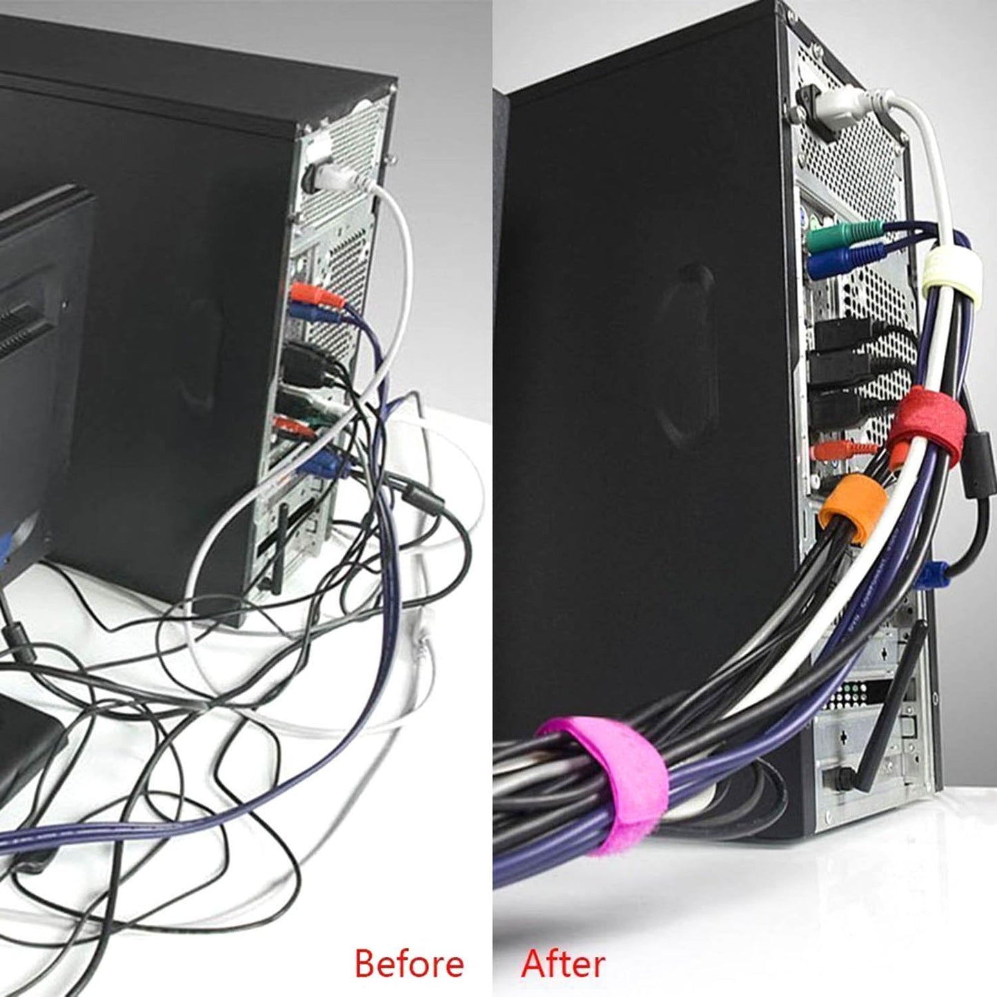 Reusable Fastening Tape Cable Ties 3/4 Inch Double Side Hook Roll (25 Yard, Yellow)