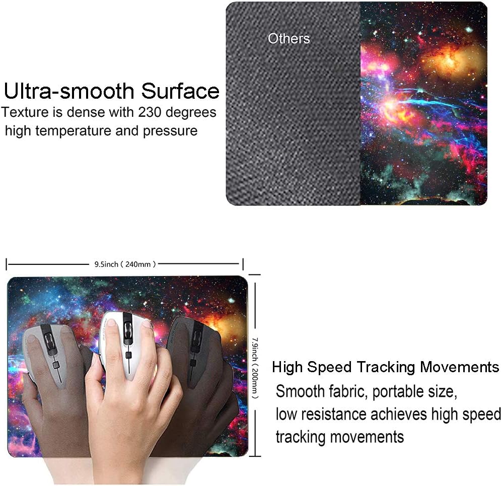 Galaxy and Nebula Mouse Pad, Milky Way Galaxy Mouse Pad, Gaming Mouse Mat Square Waterproof Mouse Pad Non-Slip Rubber Base MousePads for Office Home Laptop Travel, Solar Sysstem Orbit