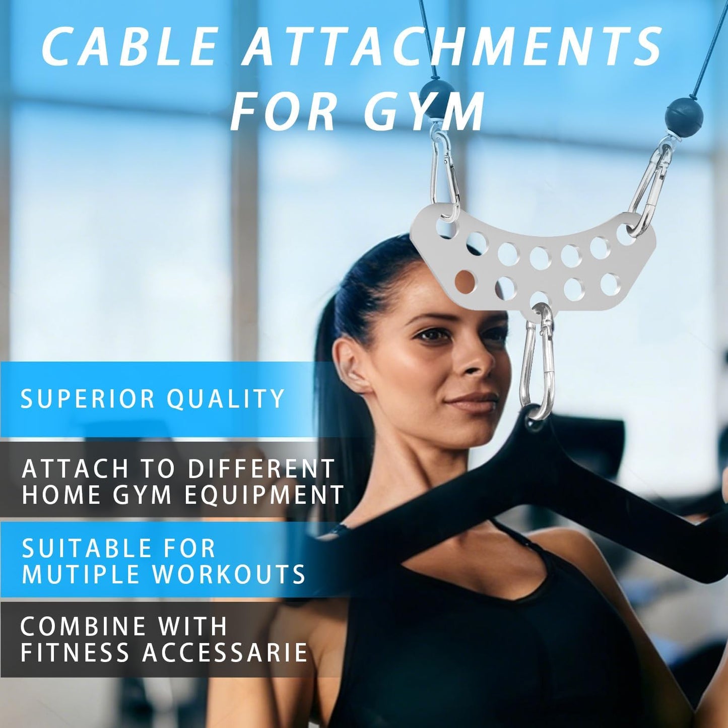 Double to Single Adaptor Plate for Cable Pulley Machines Durable Solid Stainless Steel with 3 Carabiners Suitable for Dual Cable Machines LAT Pulldown, Shoulder & Biceps Exercises