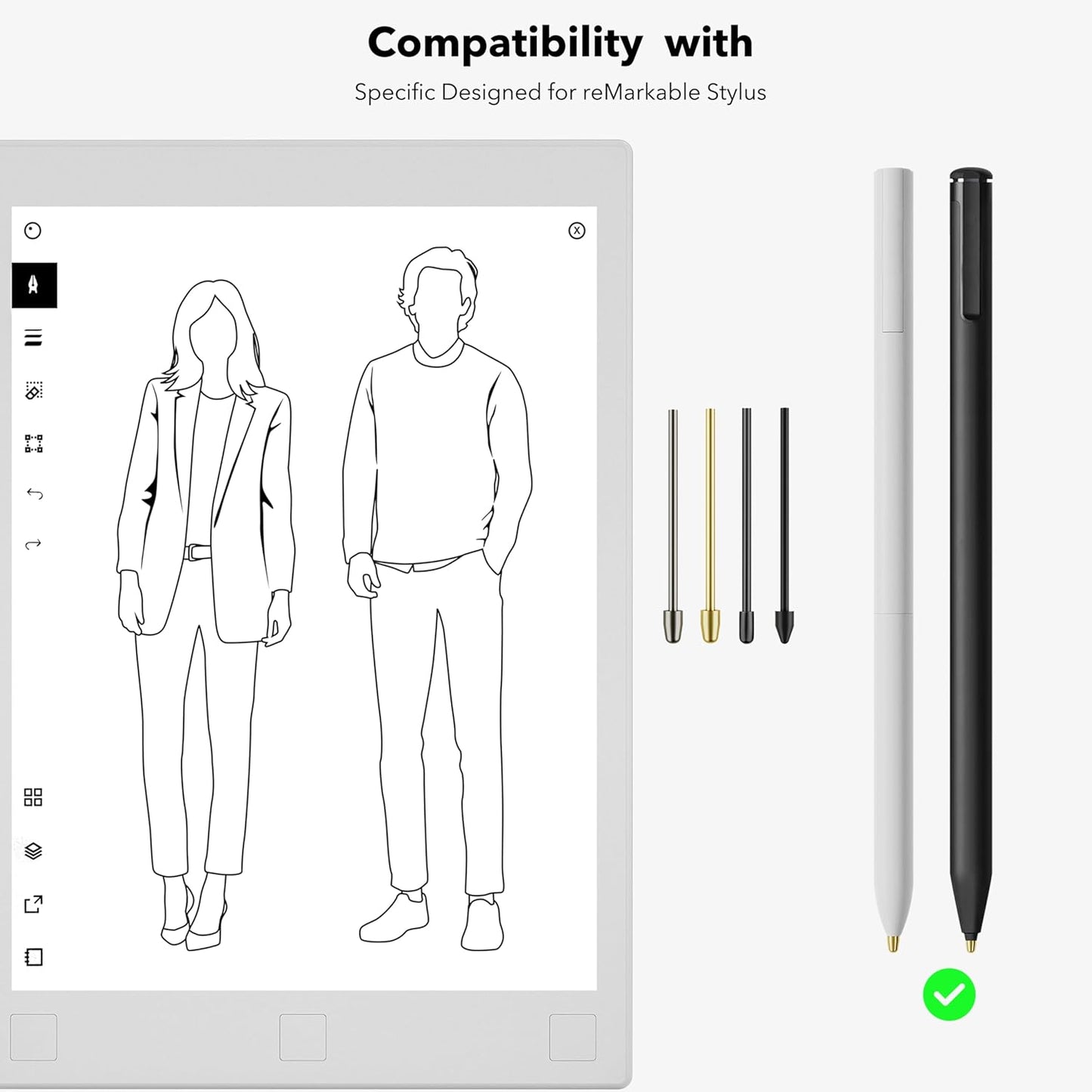 Marker Stylus Tips for Remarkable 2 Pen Tips with Nibs Removal Tool,Metal Replacement Nibs for Remarkable 1/2 Stylus/Marker Plus Pen (4+10+10 PCS-Gold/Sirvel/Black)