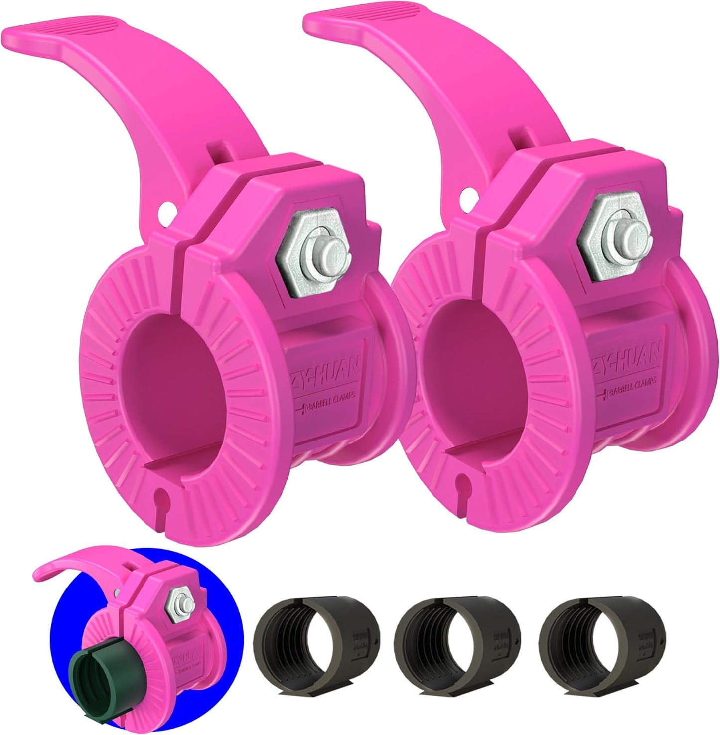 Barbell Clips 1 Inch Quick Release Weight Clamps 0.9-1.18inch Multi-Size Adjustable Olympic Clamps for Bars