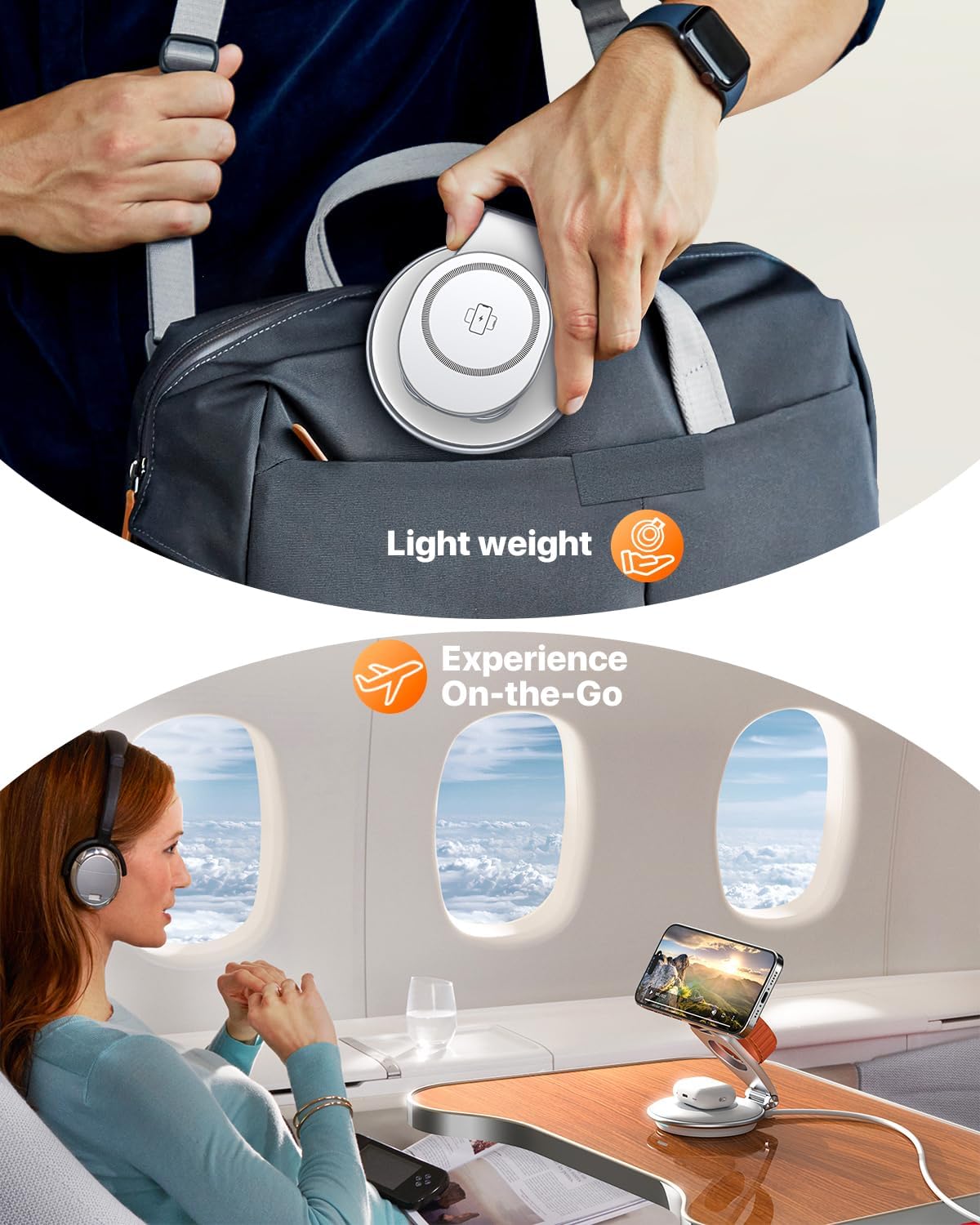 EXW Wireless Charging Station for Magsafe, 3 in 1 Foldable Charger for iPhone 16/15/14/13/12 Series, Apple Watch & AirPod (30W Charger Included)