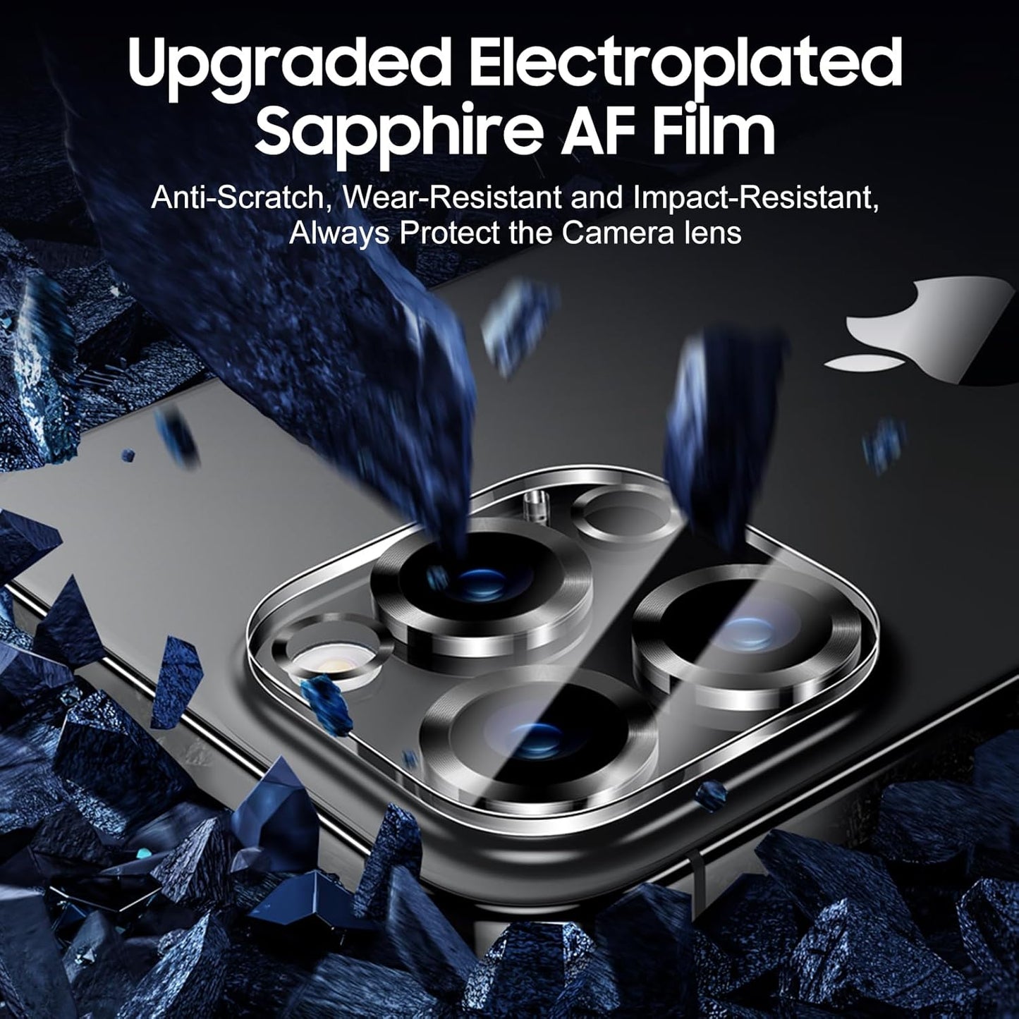 UniqueMe for 3 Pack iPhone 16 Pro/iPhone 16 Pro Max Camera Lens Protector - [Drop Protection] [Case Friendly] 9H Tempered Glass Camera Cover Screen [Update New Version] - Matte Black