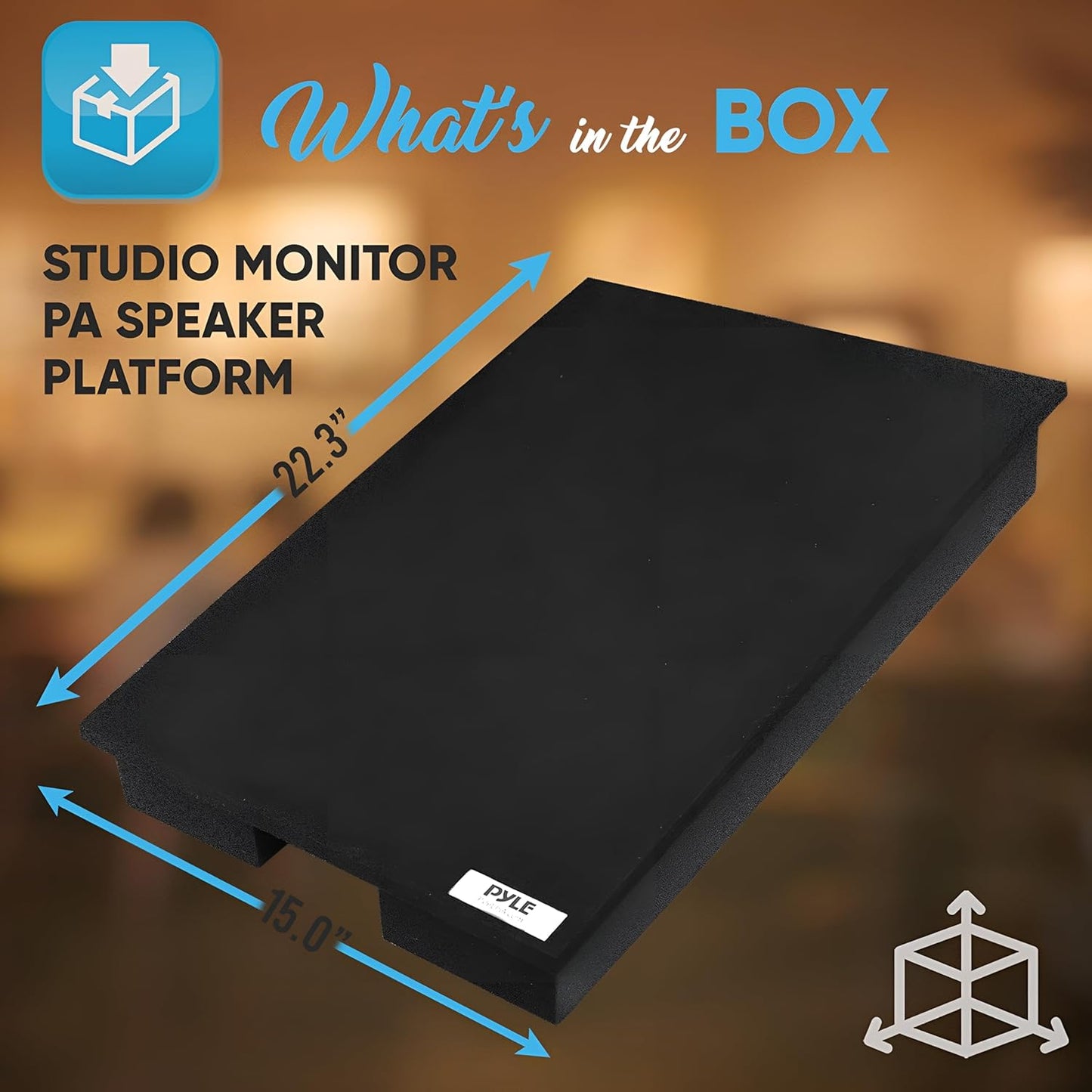 Pyle Sound Dampening Speaker Riser Foam - Audio Acoustic Noise Isolation Platform Pads Recoil Stabilizer w/ Rubber Base Pad For Studio Monitor, Subwoofer, Loud Speakers - PSI21 (22.3 x 15 x 3 Inch)