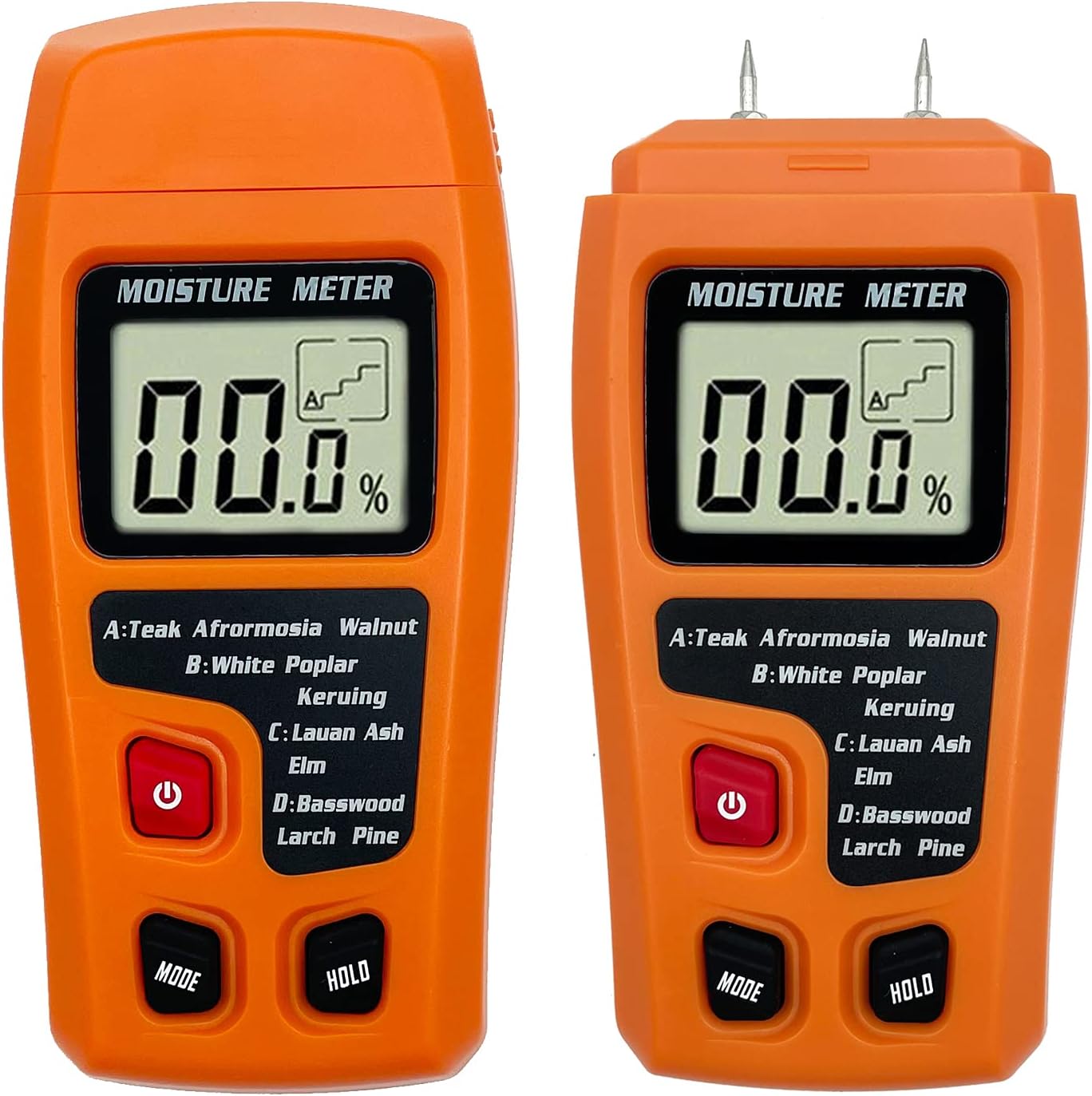 Digital Wood Moisture Meter Wood Humidity Tester Hygrometer Timber Damp Detector Large LCD Display (Orange)