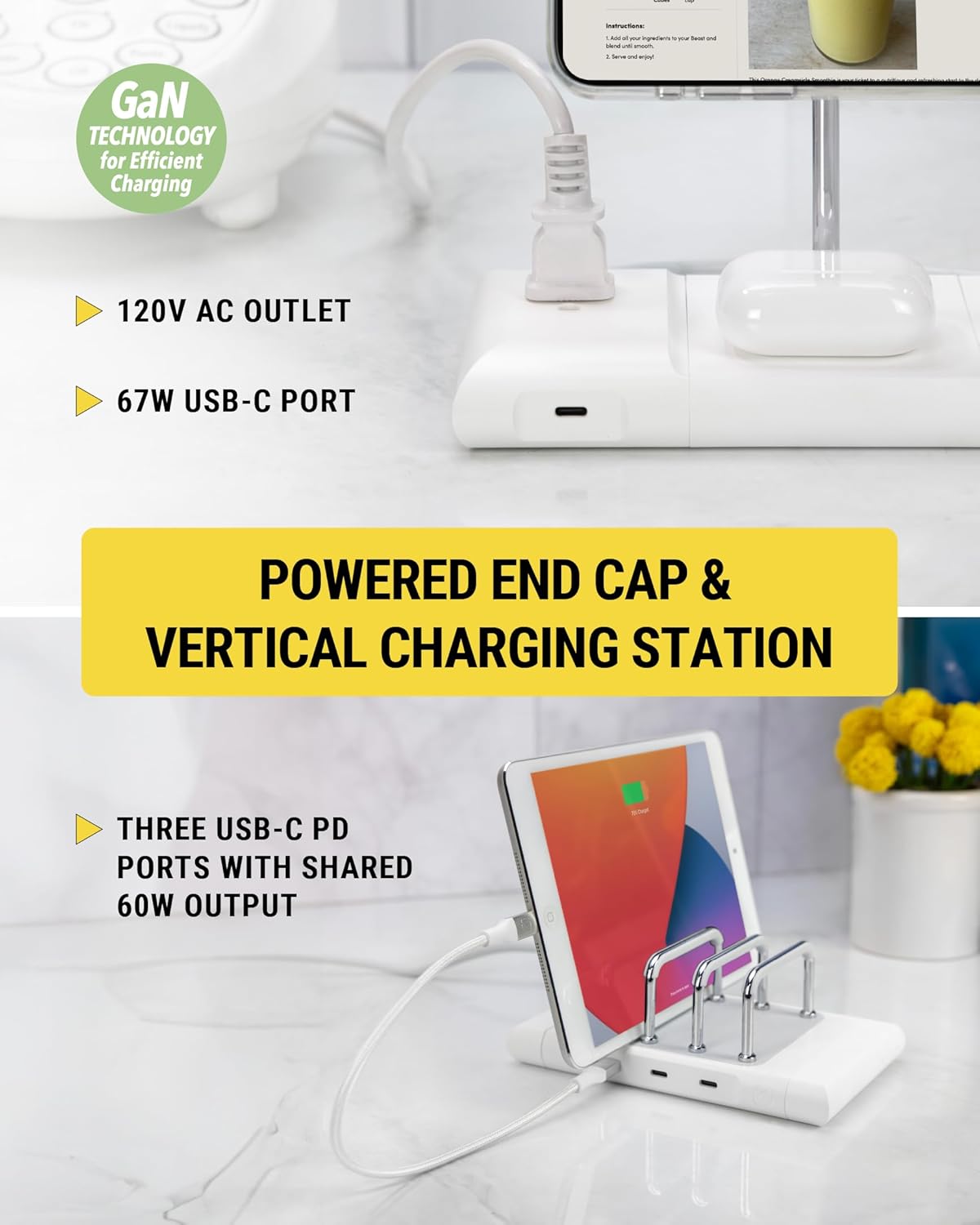 Scosche BaseLynx 2.0 Pro Modular Charging Station: MagSafe Wireless Stand for iPhone, AirPods Charging Pad, Multi Device Phone Charger, Apple Watch Charger & Powered End Cap AC Outlet with USB-C Port
