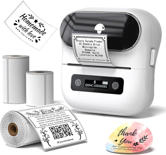 Phomemo Label Maker, M220 Barcode Printer, Thermal Bluetooth Label Printer for Address, Clothing, Warehouse, Mailing,Compatible with Phone & Laptop