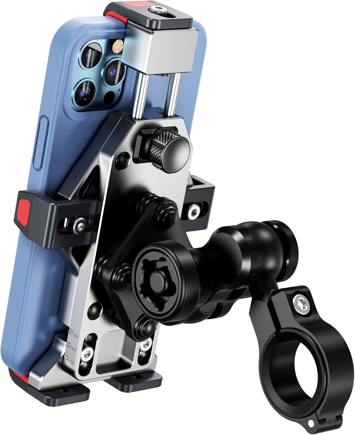 BRCOVAN Motorcycle Phone Mount with Vibration Dampener & Secure Lock, Solid Aluminum Alloy, Anti-Theft Handlebar Cellphone Holder, Adjustable for Motorcycle Bike Scooter ATV, Fit 4.7-7.2'' Smartphone