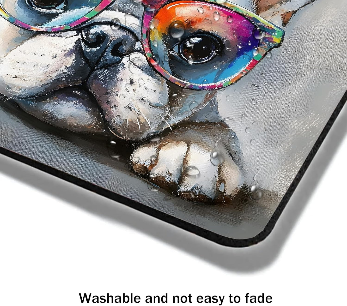 Mouse Pad, Cute Watercolor Bulldog Dog Mouse Pads for Desk, 9.5" x 7.9" Non-Slip Rubber Base Computer Mousepad with Women, Portable Square Design for Wireless Mouse and Pad Laptop Office & Travel