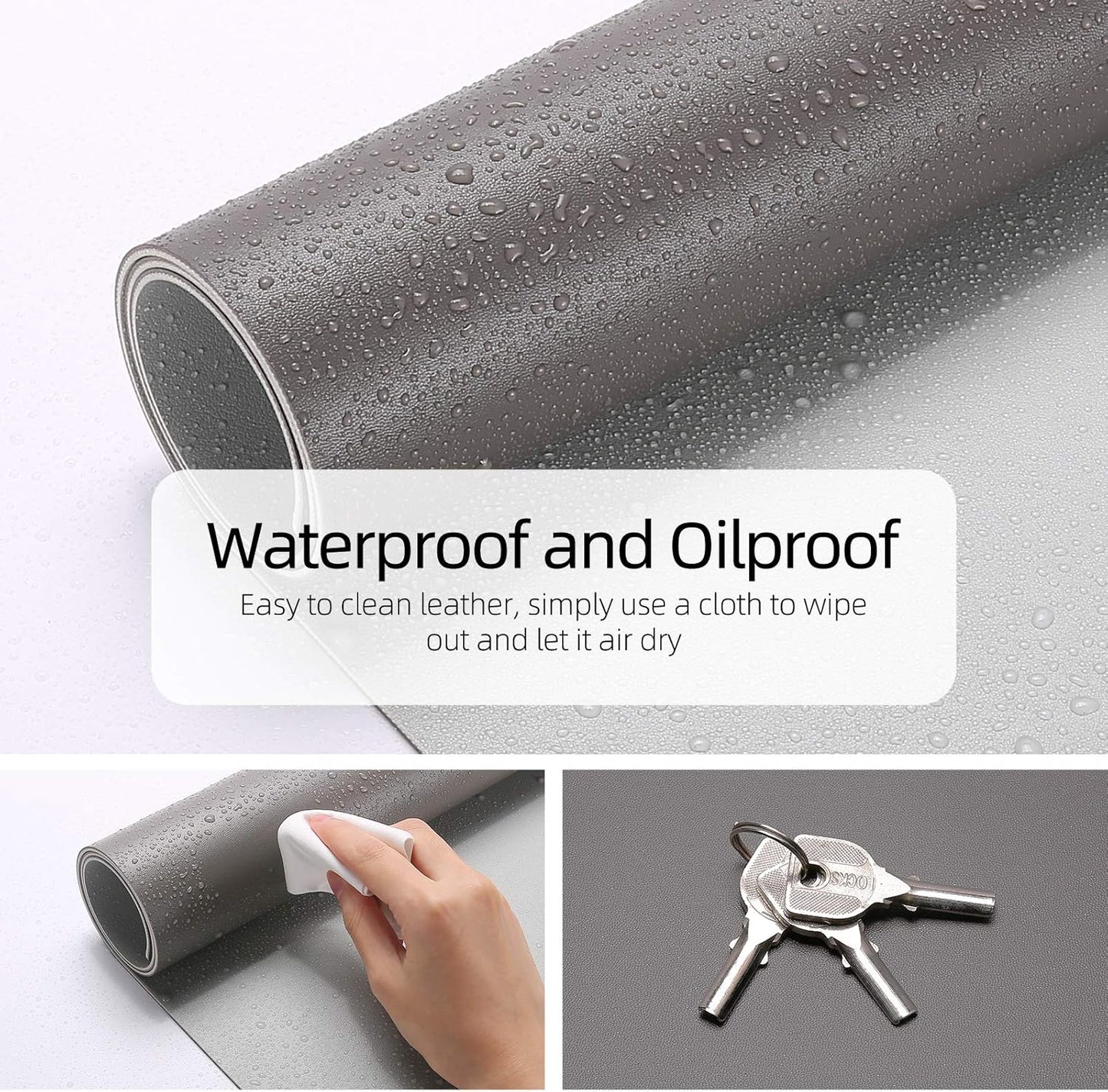 YSAGi Desk Mat, Mouse Pad,Waterproof Desk Pad,Large Mouse pad for Desk, Leather Desk Pad Large for Keyboard and Mouse,Dual-Sided Mouse Mat for Office and Home (Dark Grey, 35.4" x 17")