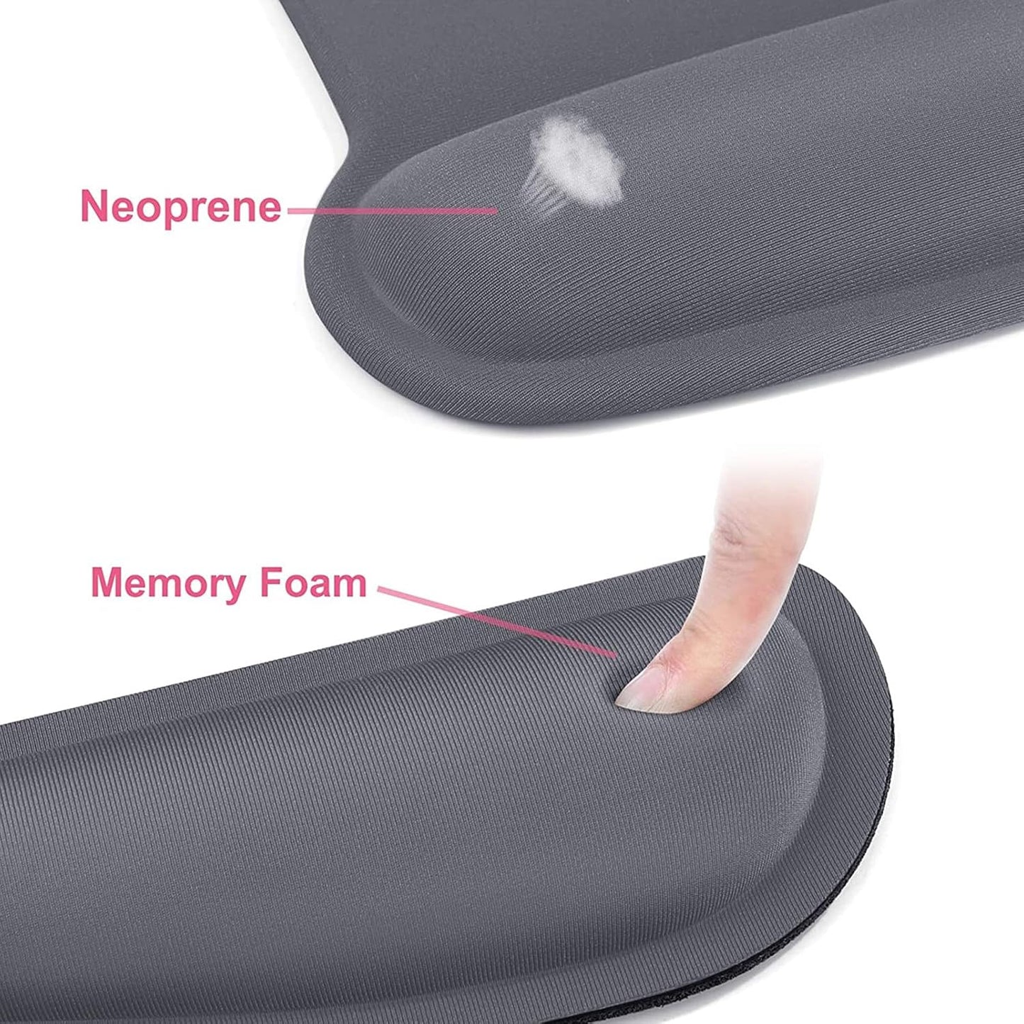 MOSISO Wrist Rest Support for Mouse Pad & Keyboard Set, Ergonomic Mousepad Non-Slip Base Home/Office Pain Relief & Easy Typing Cushion with Neoprene Cloth & Raised Memory Foam, Space Gray