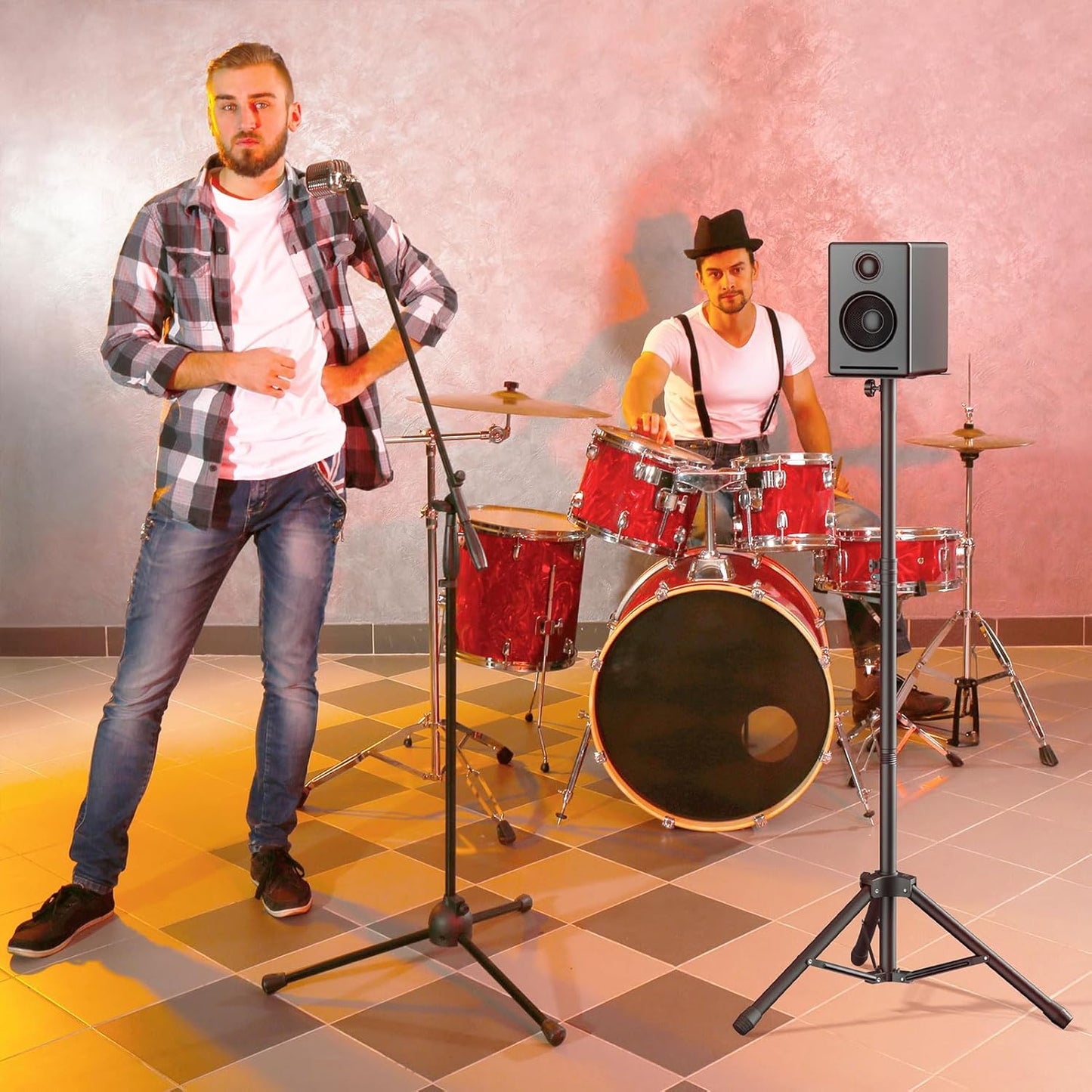 Tripod Speaker Stands with Carry Bag, Foldable for Storage, Ideal for DJ PA, Adjustable Height 35.62" to 47.24"