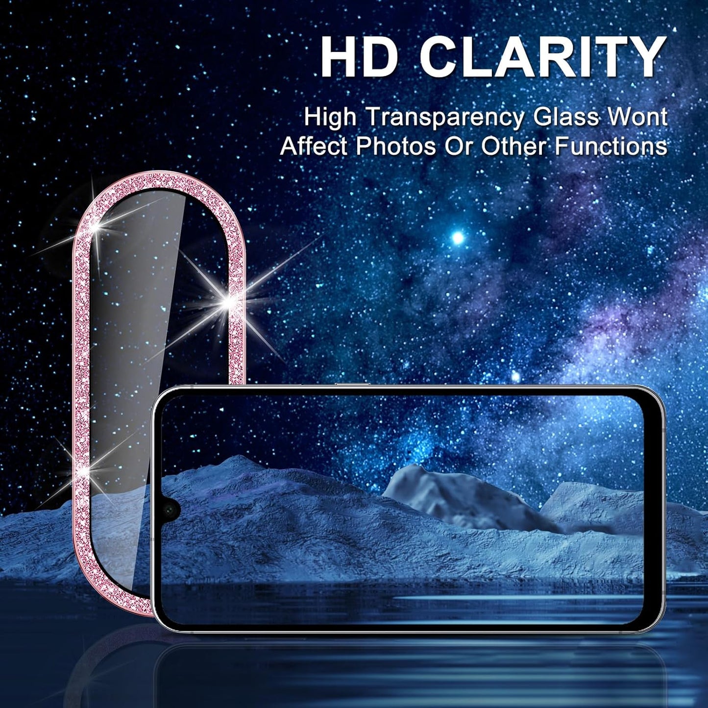 for Samsung Galaxy A26/A36/A56 Camera Lens Protector, Individual Metal Ring Tempered Glass Lens Cover, [Strong Adsorption] Scratch Resistant Ultra-Thin HD Clear Lens Cover, 1 Set-Pink