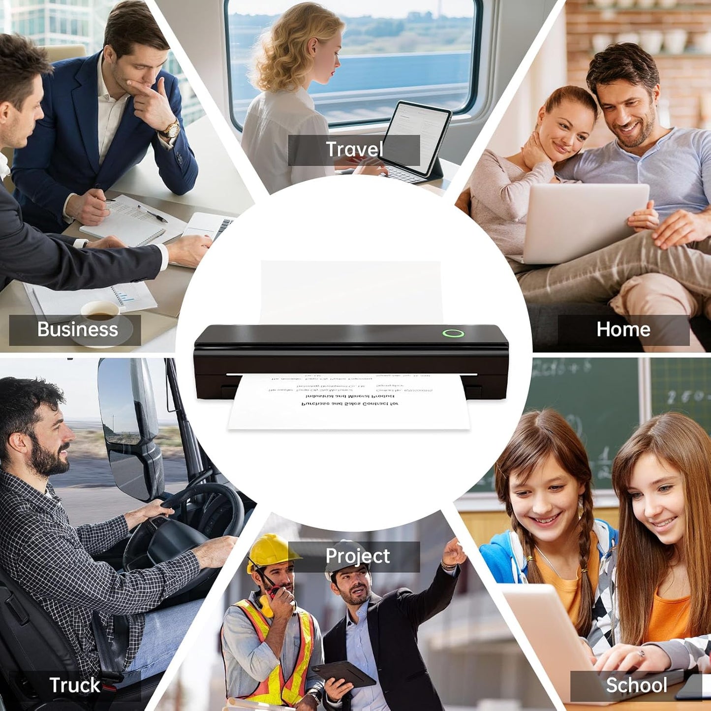 Portable Thermal Printer For Travel - N80 Inkless Bluetooth Printers, Wireless Impresora Portátil with 8.5"x11" US Letter Thermal Paper, Compatible with Phone, iOS, Android, Laptop For Home Office Car