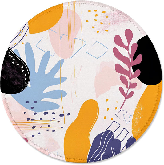 ITNRSIIET Round Mouse Pad with Stitched Edge Premium-Textured Waterproof Non-Slip Rubber Base Desktop Protection Mat Diameter 8.7 inches, Floral Fantasy