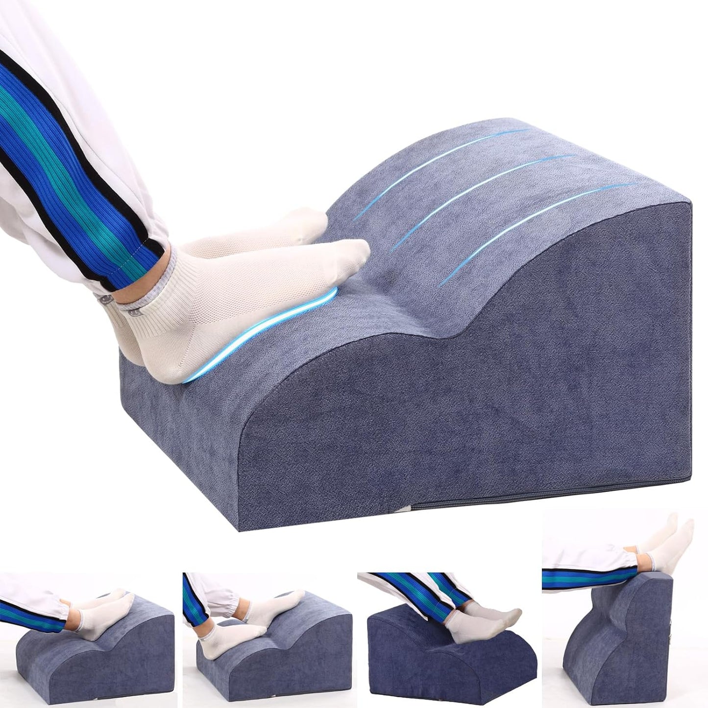 Foot Rest for Under Desk at Work.Multifunctional 3-Tier Foot Stool,with Washable Footrest.for Under Desk,Office Chair Gaming Chair & Sofa,Leg Elevation Pillow,Supports Posture-Blue