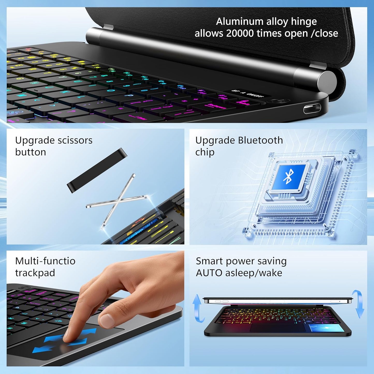 Keyboard Case for iPad Air 11-inch (M3 2025 / M2 2024) & iPad Pro 11 inch(1st/2nd/3rd/4th Generation)，Magic Magnetic Backlit Keyboard Case with Multi-Touch Trackpad- Easy-Set Floating Cantilever Stand