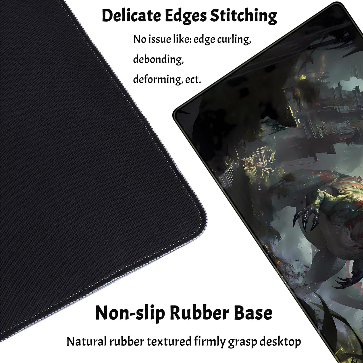 Goth Large Gaming Mouse Pad XXL Retro City Desk Mat, Office Desk Decor Desk Pad Computer Mat, Non-Slip Rubber Base Mousepad, Laptop Keyboard and Mouse Mat with Stitched Edges, 31.5x15.75 in