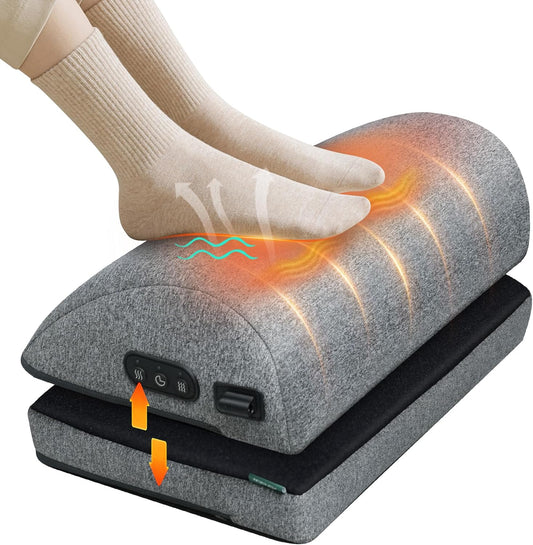 Snailax Heated Foot Rest Under Desk at Work, Ergonomic Footrest with Vibrating Massage and Adjustable Height, Foot Warmer, 3 Vibration Modes & 2 Heating Levels,Memory Foam,Office Home Gaming