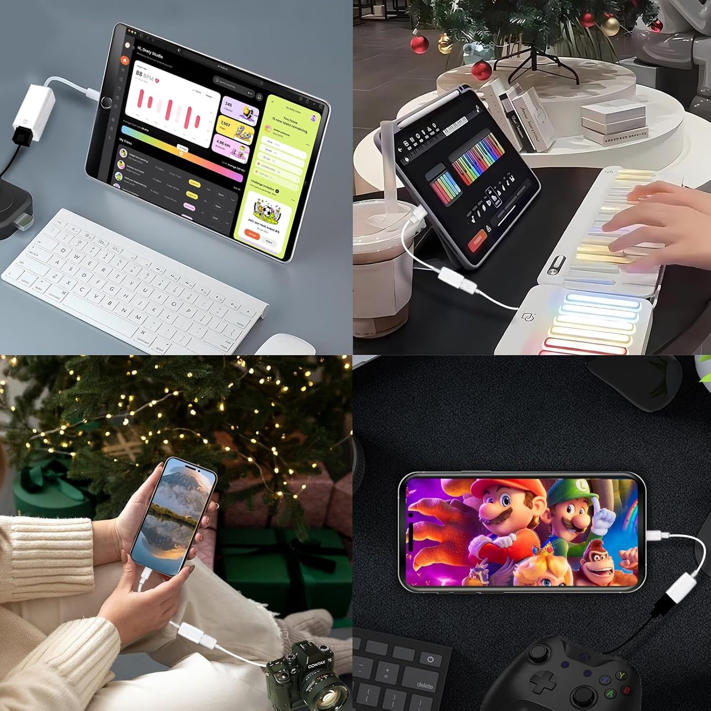 Type-c to USB Adapter, USB-C to USB-A 3.1 Gen1 Female Adapter Cable Converter, 5Gbps High-Speed, for Laptops, Tablets, Phones, USB Flash Drive,Card Reader,MIDI Keyboard, Mouse White