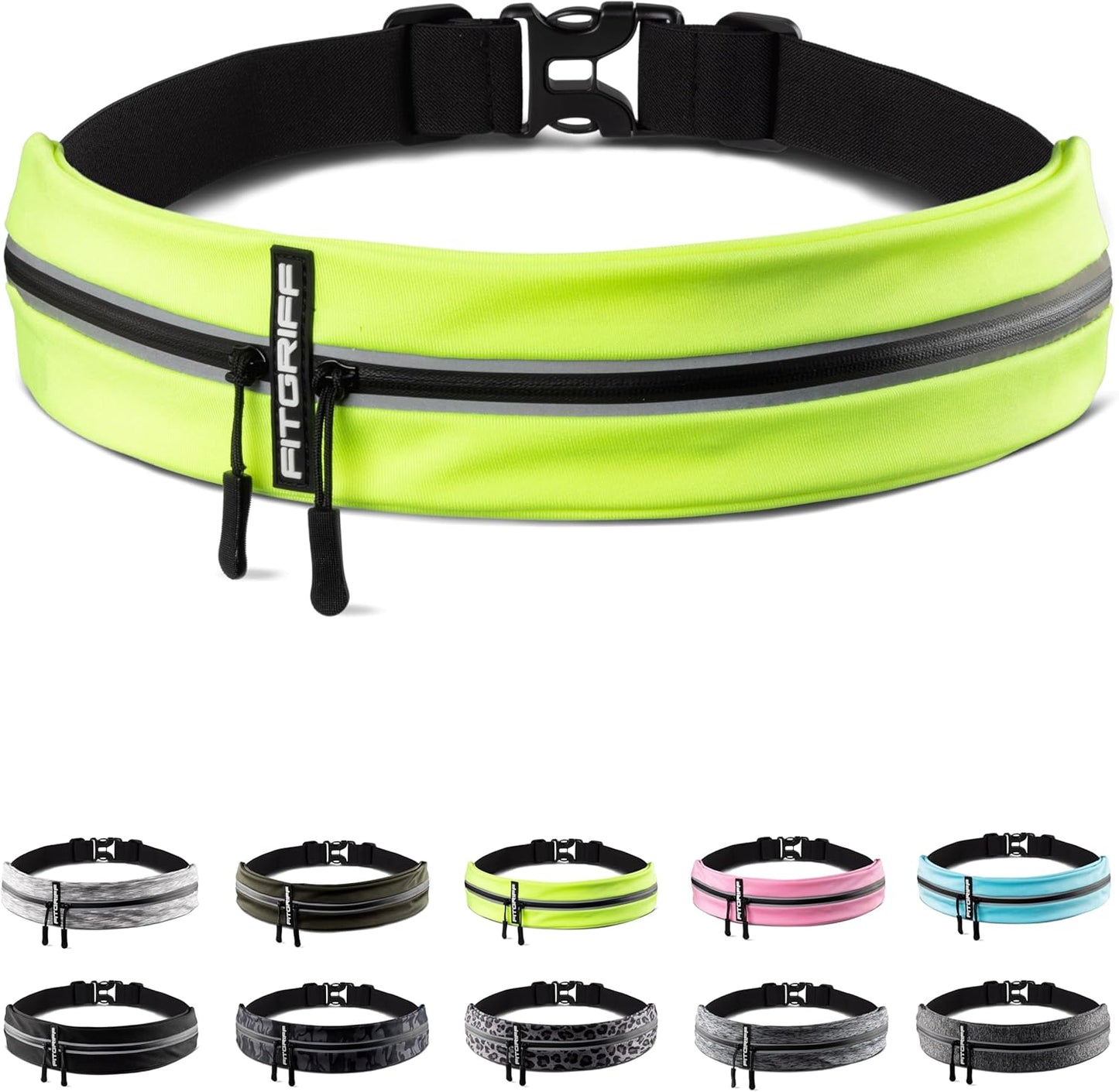 Fitgriff® Running Belt for Men & Women - Secure Jogging Pouch for Phone, Keys & Essentials - For All Cell Phones