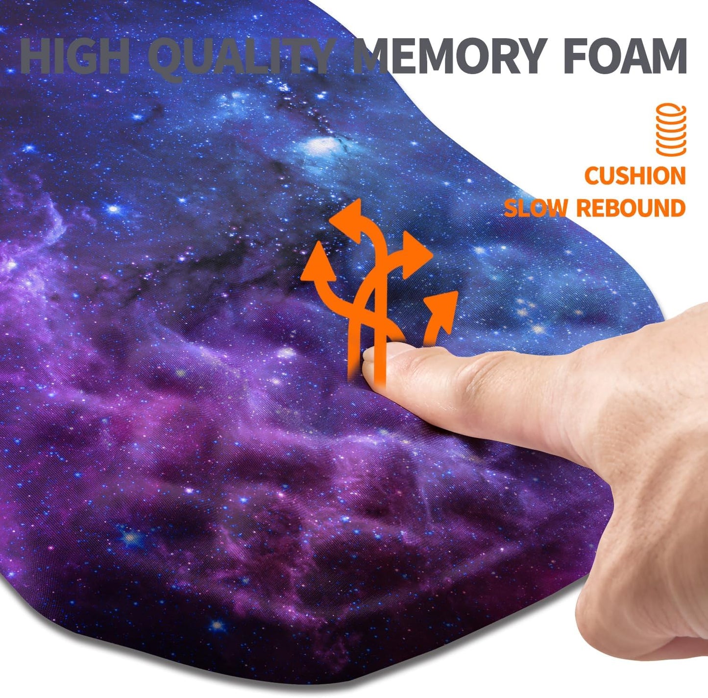 Ergonomic Slope Mouse Pad Wrist Support, Wrist Rest Mousepad for Carpal Tunnel Pain Relief with Massage Bulge and Slow Rebound Memory Foam (12x8 inch, Galaxy)