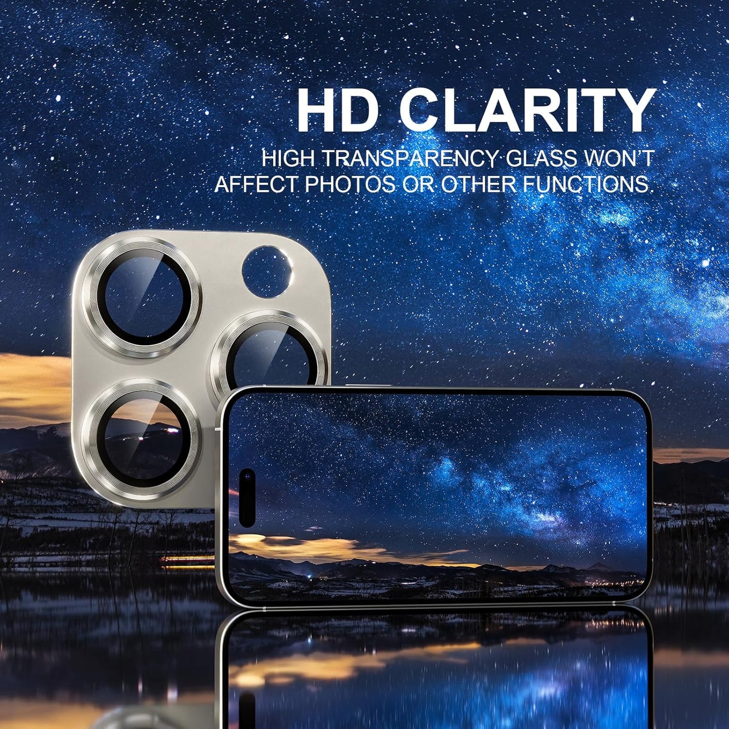 Choiche Compatible for iPhone 16 Pro/iPhone 16 Pro Max Camera Lens Protector, Bling Camera Cover with 9H Tempered Glass Lens Screen Protector Metal Ring Accessories (Titanium Natural)