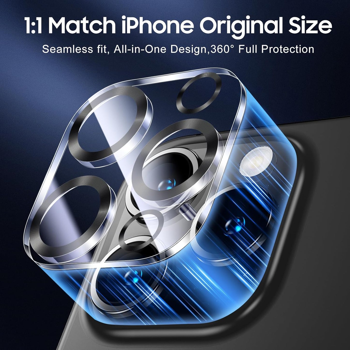 UniqueMe for 3 Pack iPhone 16 Pro/iPhone 16 Pro Max Camera Lens Protector - [Drop Protection] [Case Friendly] 9H Tempered Glass Camera Cover Screen [Update New Version] - Matte Black